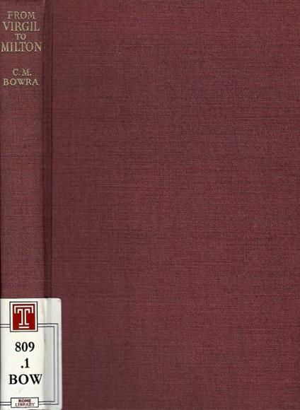 From Virgil to Milton - C. Maurice Bowra - copertina
