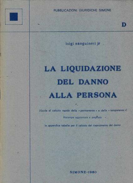 La liquidazione del danno alla persona - copertina