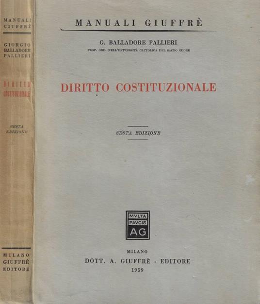 Diritto costituzionale - copertina
