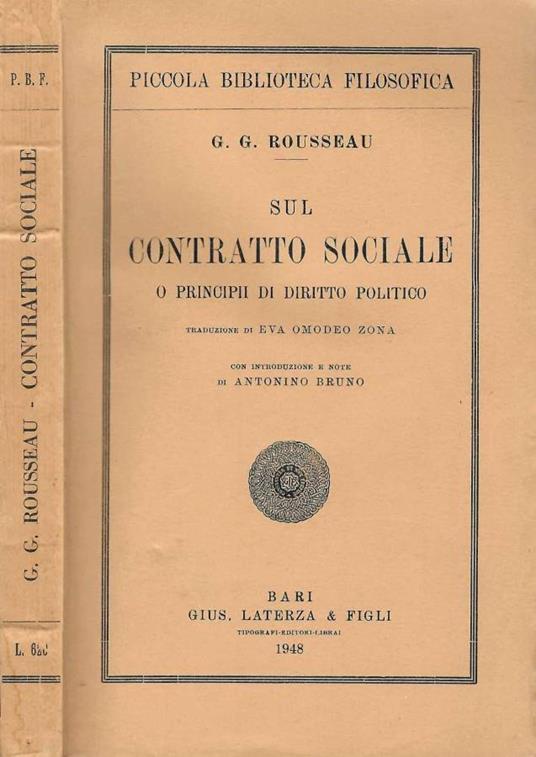 Sul contratto sociale o principi di diritto politico - copertina