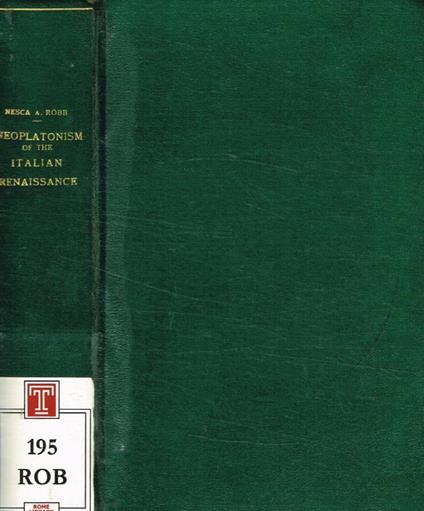 Neoplatonism of the Italian Renaissance - copertina