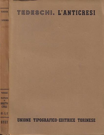 L' anticresi - Vittorio Tedeschi - copertina