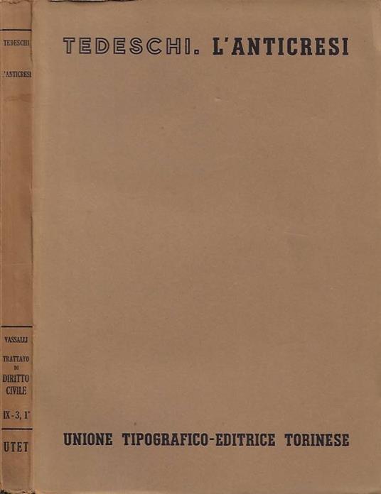 L' anticresi - Vittorio Tedeschi - copertina