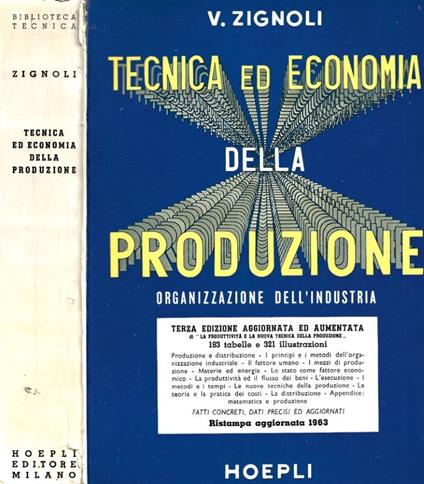 Tecnica ed economia dela produzione - Vittorio Zignoli - copertina