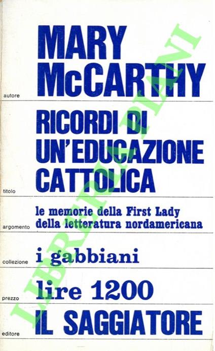 Ricordi di un'educazione cattolica - Mary McCarthy - copertina