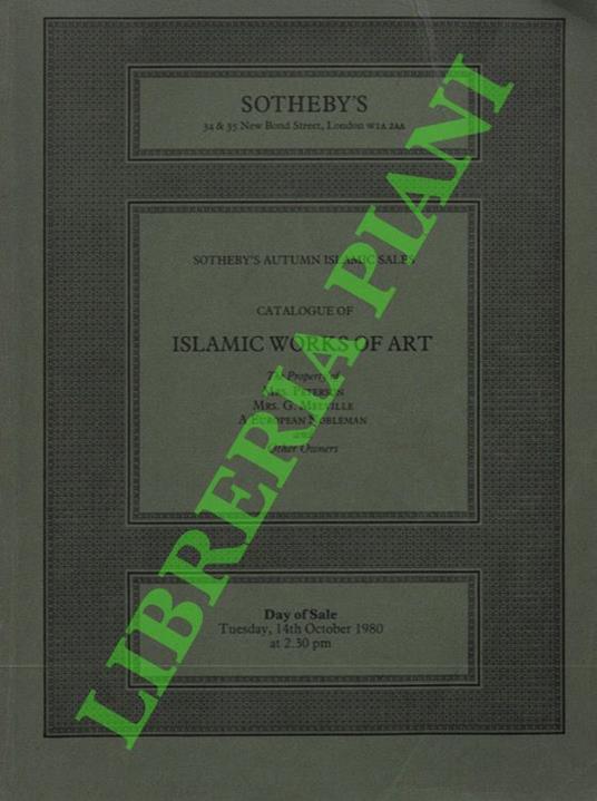 Catalogue of Islamic Works of Art. - copertina