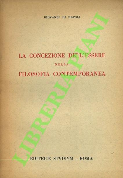 concezione dell'essere nella filosofia contemporanea - Giovanni Di Napoli - copertina
