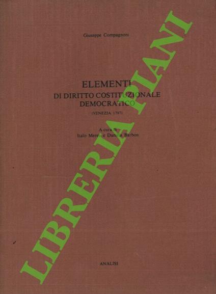 Elementi di diritto costituzionale democratico (Venezia 1797) - Giuseppe Compagnoni - copertina
