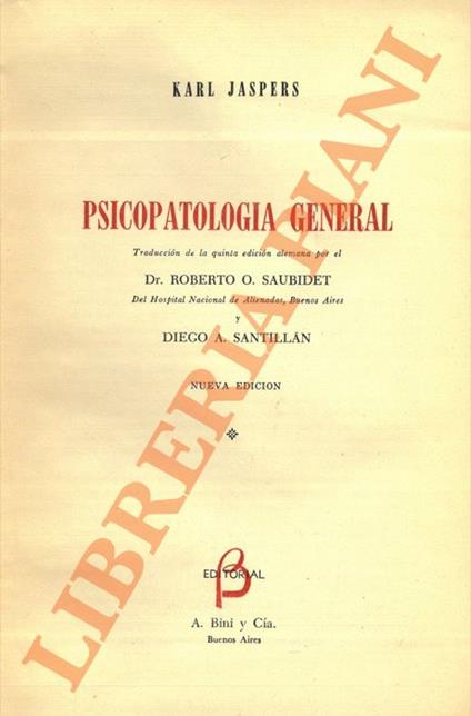 Psicopatologia general - Karl Jaspers - copertina