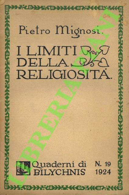 I limiti della religiosità. - Pietro Mignosi - copertina