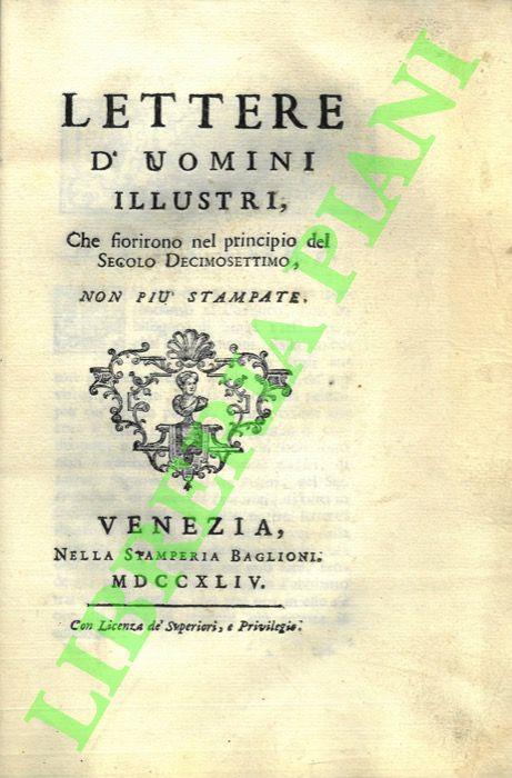 Lettere d'uomini illustri, che fiorirono nel principio del secolo decimosettimo, non più stampate - Giacomo Maria Prati - copertina
