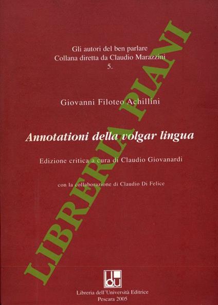 Annotazioni della volgar lingua. - copertina