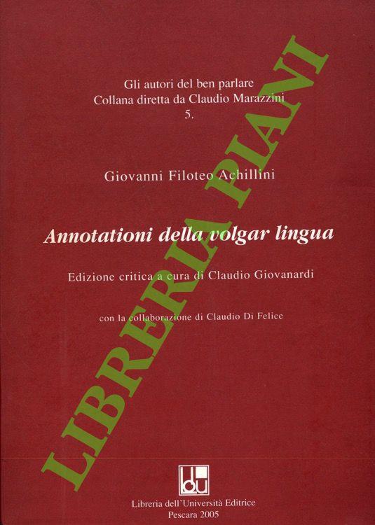 Annotazioni della volgar lingua. - copertina