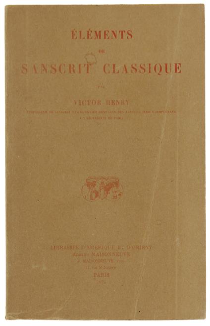 Elements De Sanscrit Classique - copertina