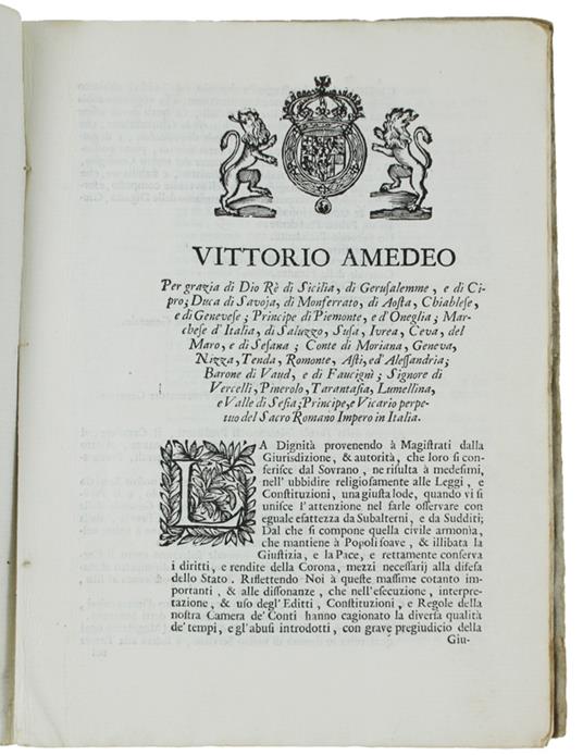 Vittorio Amedeo Per Grazia Di Dio Re Di Sicilia, Di Gerusalemme, E Di Cipro ... La Dignità Provenendo À Magistrati Dalla Giurisdizione, & Autorità, Che Loro Si Conferisce Dal Sovrano, - Amedeo Vittorio Bedini - copertina