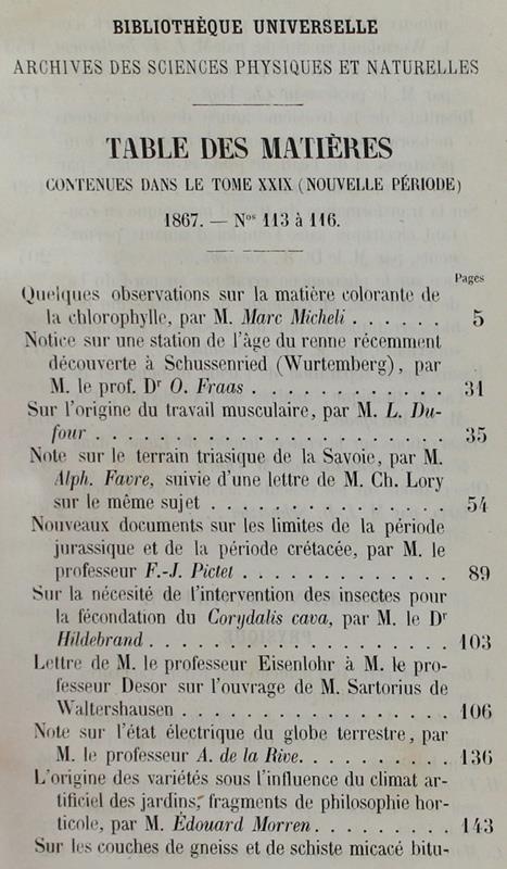 Bibliotheque Universelle Et Revue Suisse. Archives Des Sciences Physiques Et Naturelles. Nouvelle Période