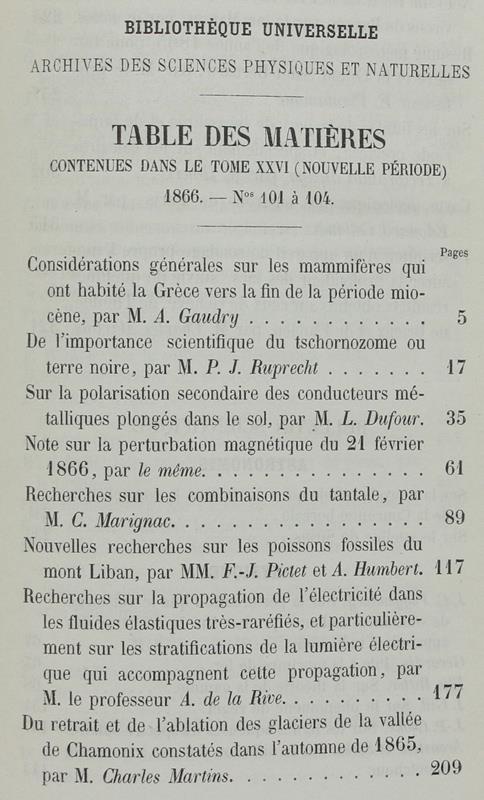 Bibliotheque Universelle Et Revue Suisse. Archives Des Sciences Physiques Et Naturelles. Nouvelle Période