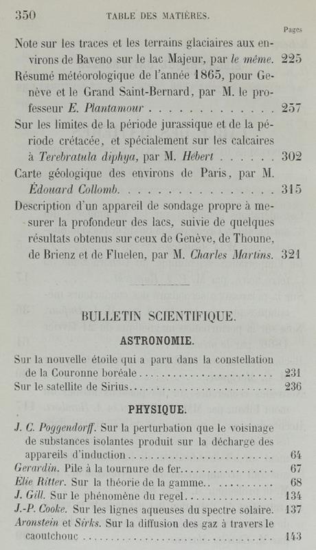 Bibliotheque Universelle Et Revue Suisse. Archives Des Sciences Physiques Et Naturelles. Nouvelle Période