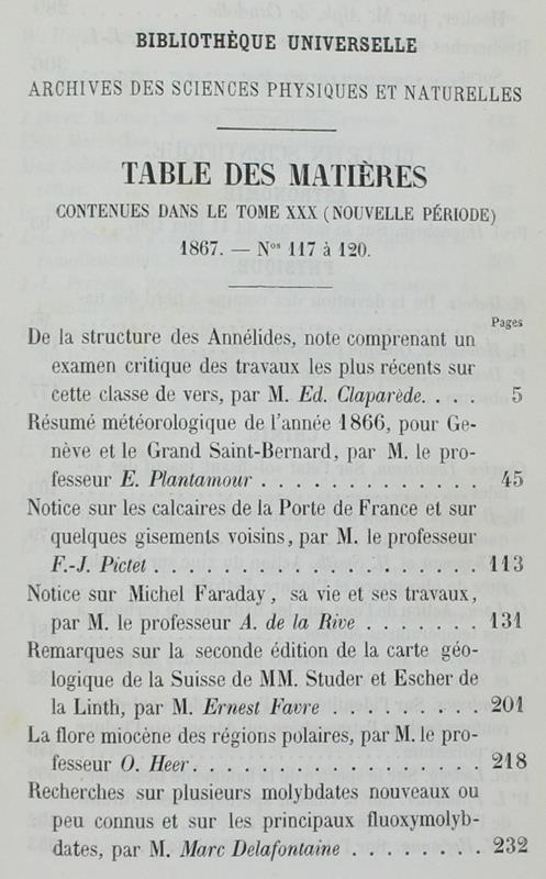 Bibliotheque Universelle Et Revue Suisse. Archives Des Sciences Physiques Et Naturelles. Nouvelle Période