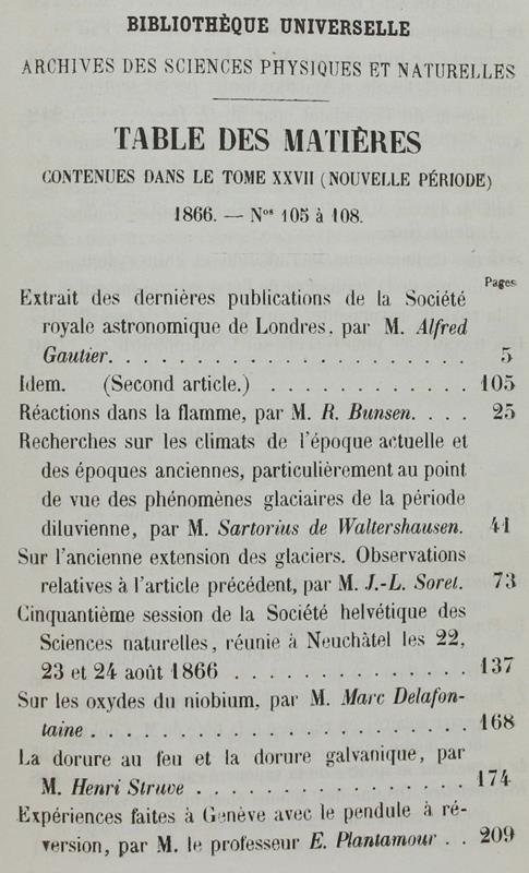 Bibliotheque Universelle Et Revue Suisse. Archives Des Sciences Physiques Et Naturelles. Nouvelle Période
