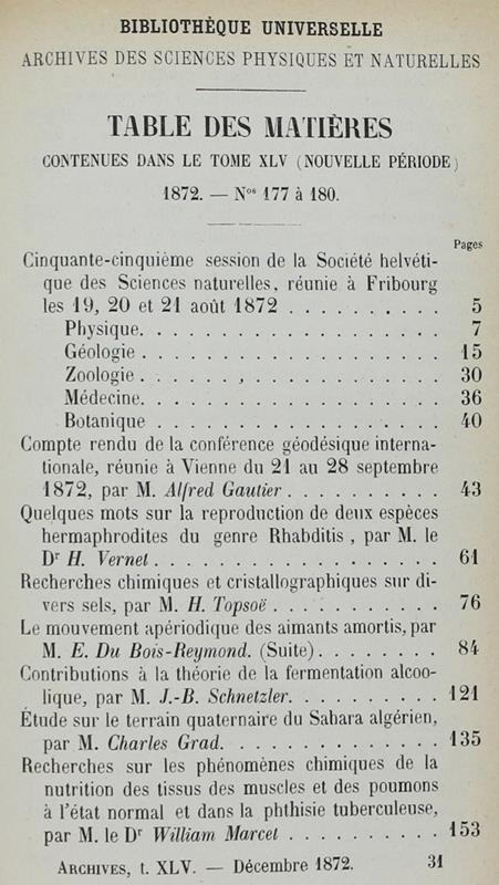 Bibliotheque Universelle Et Revue Suisse. Archives Des Sciences Physiques Et Naturelles. Nouvelle Période