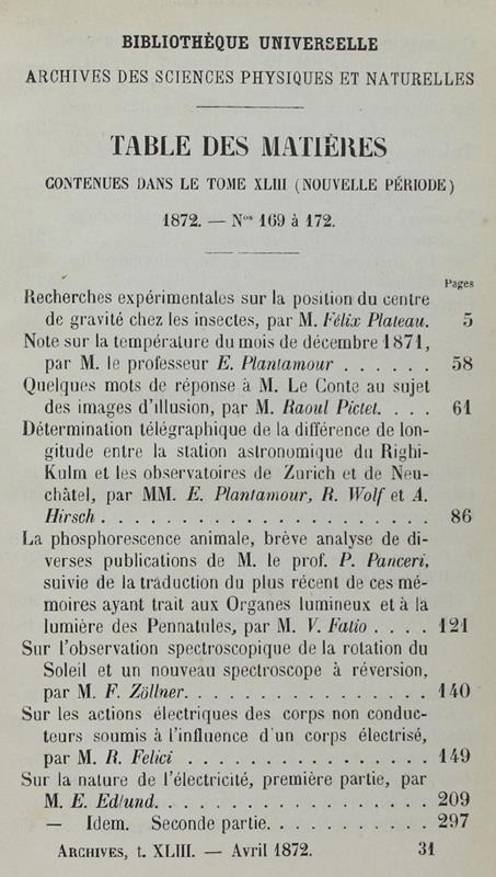 Bibliotheque Universelle Et Revue Suisse. Archives Des Sciences Physiques Et Naturelles. Nouvelle Période