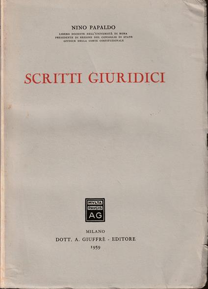 Scritti giuridici - copertina