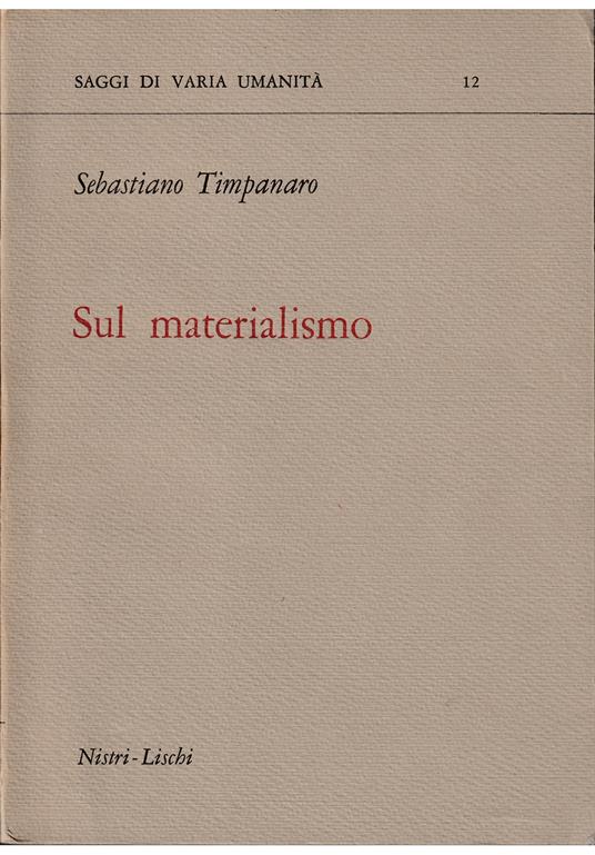 Sul materialismo - Sebastiano Timpanaro - copertina