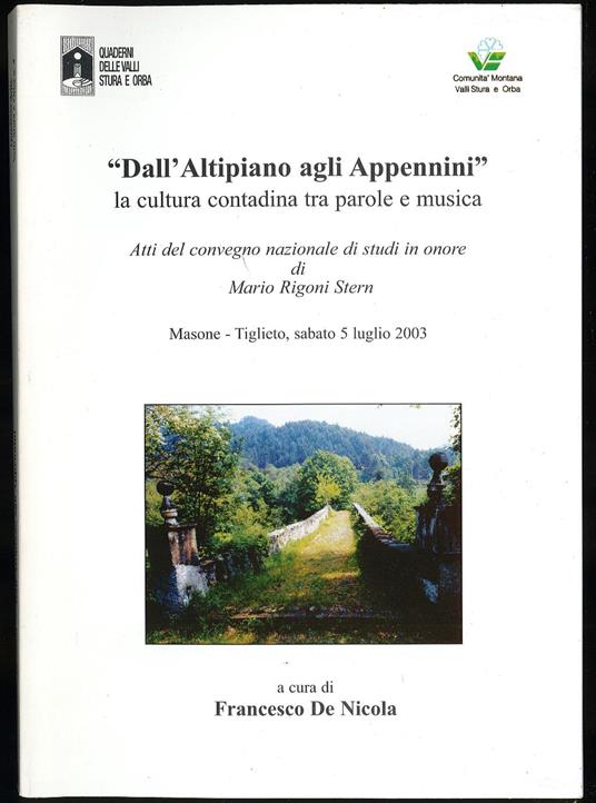Dall'Altopiano agli Appennini la cultura contadina tra parole e musica - Francesco De Nicola - copertina