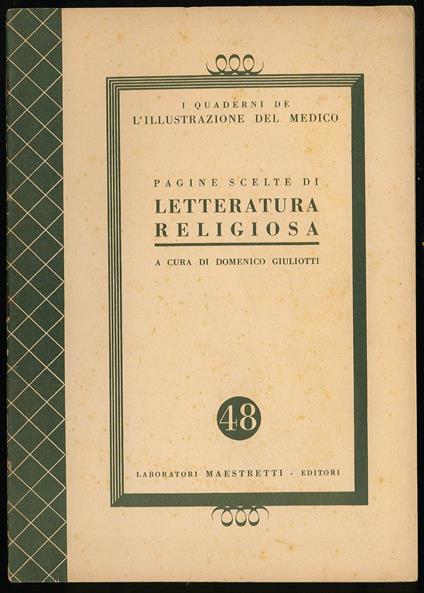 Pagine scelte di letteratura religiosa - Domenico Giuliotti - copertina