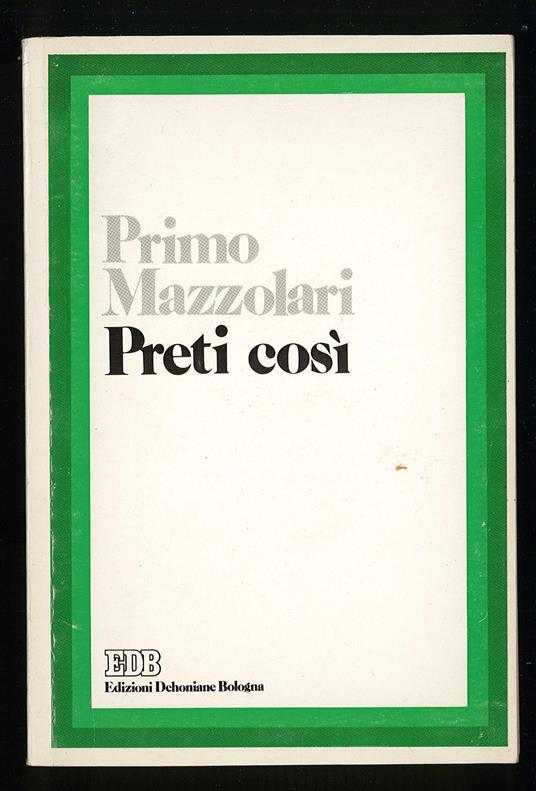 Preti così - Pietro Mazzola - copertina