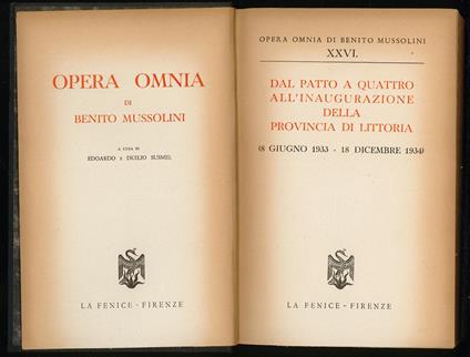 Dal patto a quattro all'inaugurazione della provincia di Littoria (8 giugno 1933 - 18 dicembre 1934) - copertina