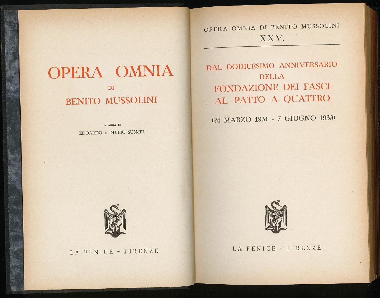Dal dodicesimo anniversario della fondazione dei fascial patto a quattro (24 marzo 1931- 7 giugno 1933)