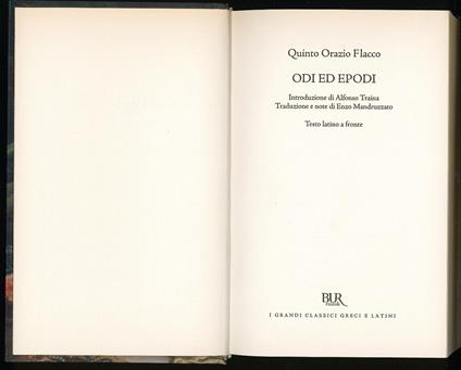 Odi ed Epodi - Quinto Orazio Flacco - copertina