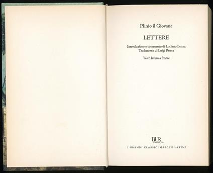 Lettere - Plinio il Giovane - copertina
