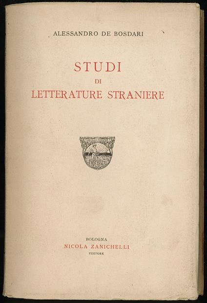 Studi di letterature straniere - copertina