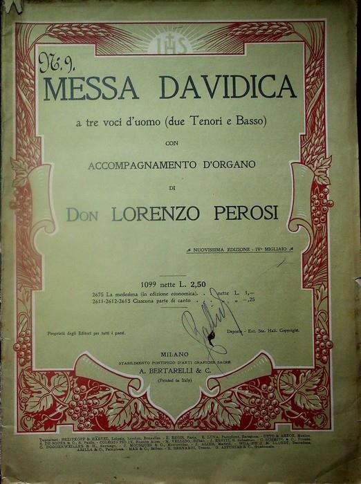 Messa Davidica a tre voci d'uomo due Tenori e Basso con accompagnamento d'organo