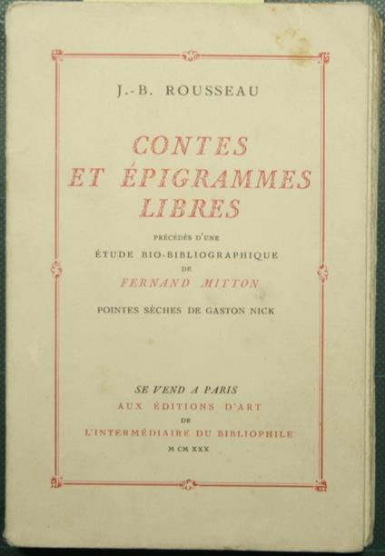 Contes et epigrammes libres - copertina