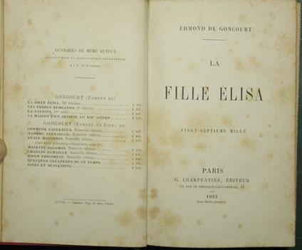 fille Elisa - Edmond de Goncourt - copertina