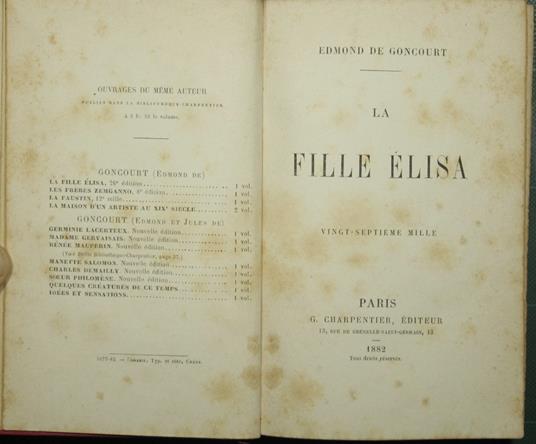 fille Elisa - Edmond de Goncourt - copertina