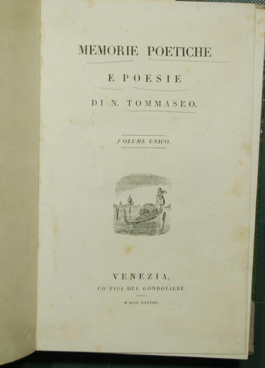 Memorie poetiche e poesie - Tommaseo - copertina