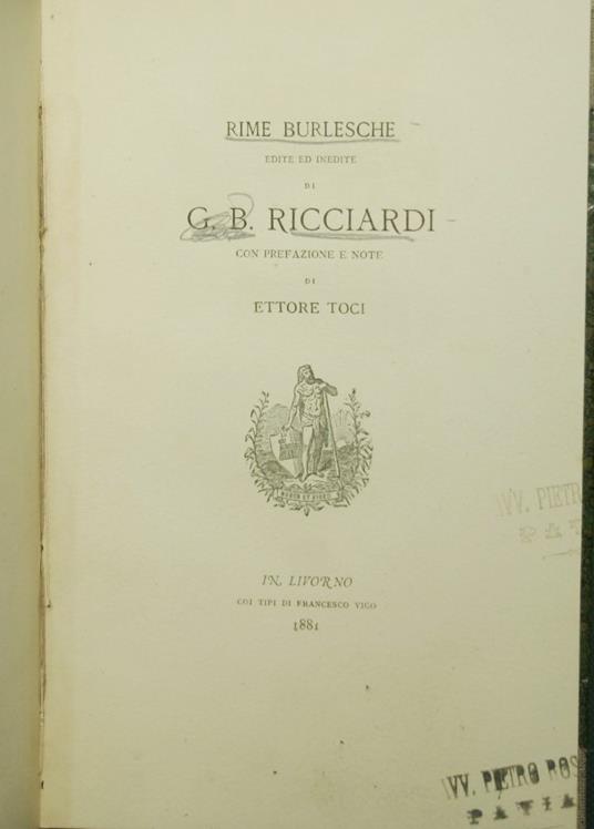 Rime burlesche - copertina