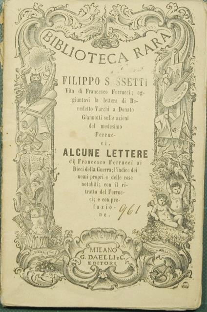 Vita di Francesco Ferrucci - Filippo Sassetti - copertina