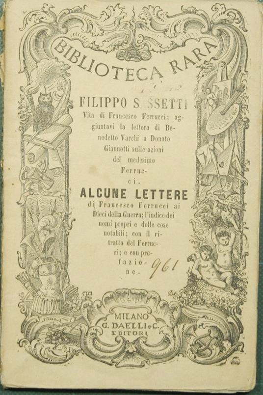 Vita di Francesco Ferrucci - Filippo Sassetti - copertina