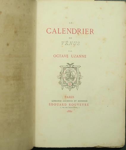 Le calendrier de Venus - Octave Uzanne - copertina