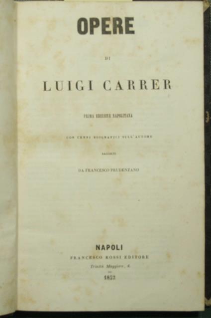 Opere - Luigi Carrer - copertina