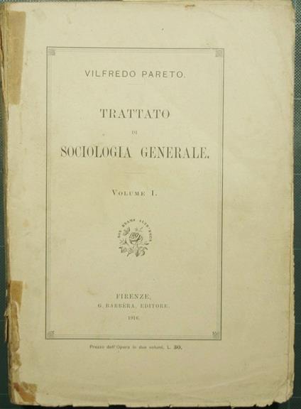 Trattato di sociologia generale - Vilfredo Pareto - copertina