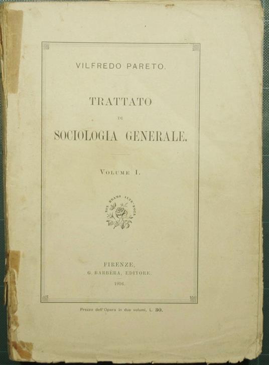 Trattato di sociologia generale - Vilfredo Pareto - copertina