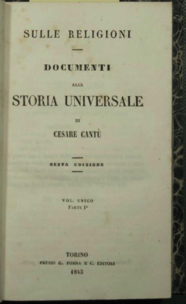 Sulle religioni - Documenti alla Storia universale - Cesare Cantù - copertina