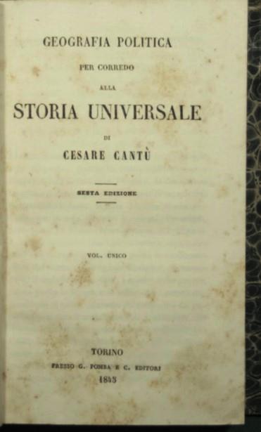 Geografia politica per corredo alla Storia universale - Cesare Cantù - copertina